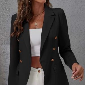 Women's Black Double-Breasted Blazer